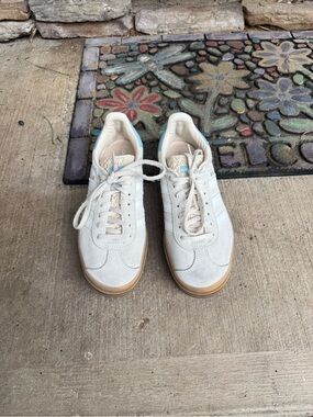 adidas Women's Suede Sneakers in Beige, White & Light Blue